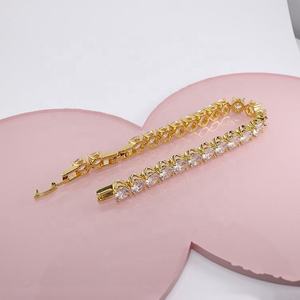 Round Brilliant Cut <b>Solid</b> Yellow <b>Gold</b> Round Brilliant Cut Claw Setting Moissanite Tennis Bracelet Everyday Wear Jewelry - Product Image 5
