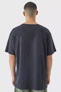 T-shirt Homme Noir 100% Coton Surdimensionné avec Logo Personnalisé, Lavage Acide, Style Hip Hop, Respirant, Séchage Rapide, Épaules Tombantes, Écologique - Product Image 2