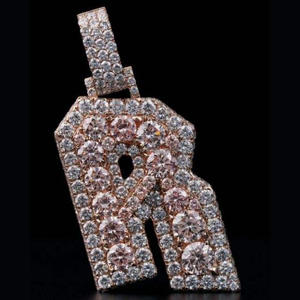 Premium Moissanite Diamond <b>Initial</b> R <b>Necklace</b> 925 Sterling <b>Silver</b> Rose Gold Plated Personalized Hip Hop Pendant Custom Letter - Product Image 1