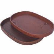 Bandeja de madera hecha a mano de forma ovalada con tallado floral, diseño Wabi Sabi, para servir comida y regalar, bandeja de madera de acacia mango. - Product Image 5