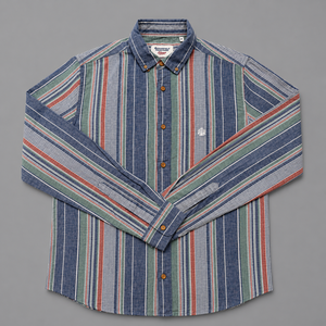 เสื้อเชิ้ตผู้ชายแขนยาวลายทางติดกระดุมลำลองผ้าฝ้ายคุณภาพดีราคาส่ง |   สินค้าพรีเมียมล็อตใหญ่ |   ผู้ผลิตเสื้อผ้า OEM - Product Image 5