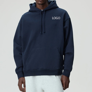 Sweat à capuche pour homme au look élégant, confortable, à épaules tombantes, coupe ample / moderne, couleur unie, matière douce, avec logo - Product Image 1