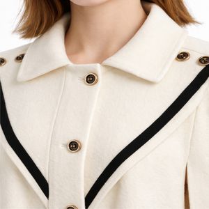 Abrigo Largo Elegante con Cuello Marinero y Botones para Mujer, Abrigo de Invierno para Mujer - Product Image 5