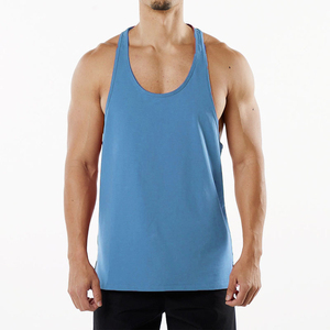 Camiseta sin mangas de punto de algodón/poliéster de color sólido para hombre Bosue, cuello redondo, informal, de secado rápido y transpirable, color beige - Product Image 5
