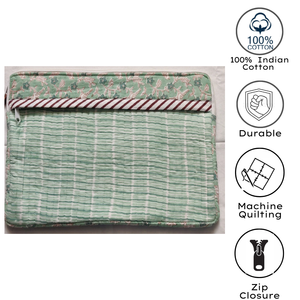Funda Acolchada para Portátil Hecha a Mano con Estampado Artesanal de Jaipur, de Algodón Suave Clásico, con Cierre y Múltiples Bolsillos, Ligera, Duradera y Lavable - Product Image 4