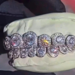 Nouveau design Grillz dentaire en moissanite glacée, ensemble complet de pierres, haute brillance, en argent 925, unisexe, style Hip Hop tendance - Product Image 6