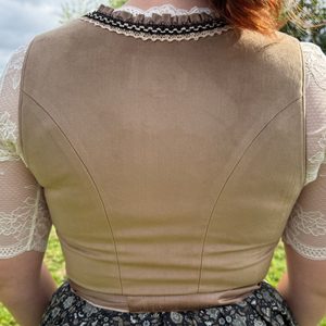 Women's Bavarian Style Dirndl <b>Dress</b> With Apron Short Sleeve A-Line Mini Vintage Folk Costume For Holiday Celebration - Product Image 3