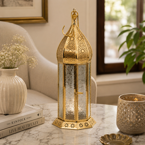 Brass Moroccan Candle <b>Lantern</b> Holder Metal Hanging <b>Hurricane</b> <b>Lantern</b> Home Decor Wedding Ramadan Table Centerpiece Gift Light - Product Image 4