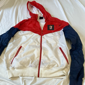 <b>Men's</b> Red White Navy Color Block Hooded <b>Racer</b> <b>Jacket</b> Windproof Zipper Sporty Style Autumn Wear - Product Image 3