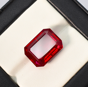 Rubis de laboratoire avec inclusions visibles, taille émeraude, pierres précieuses en vrac, pierre de naissance de juillet, 16x12 mm, 17,20 carats - Product Image 2