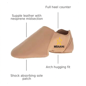 Zapatos de Ballet Suaves para Mujer MBAANI, Zapatos Planos de Baile de Jazz con Suela Dividida de Cuero Color Bronceado, Zapatos de Práctica - Product Image 1