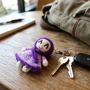Llavero de muñeca de ganchillo hecho a mano, amigurumi de niña musulmana tejida, colgante para bolso, colgante para mochila, arte puro, regalos artesanales - Product Image 5