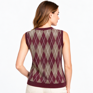 Prime Vista Women's V-Neck 50% Acrylic 50% Cotton Computer <b>Knit</b> <b>Tank</b> <b>Top</b> Sleeveless Casual Autumn Winter Layering 140g - Product Image 2