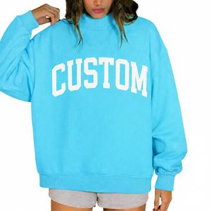 Sudadera de cuello alto oversize para mujer con logo frontal, manga larga, de forro polar grueso y cálido, estilo urbano informal, para otoño/invierno - Product Image 1