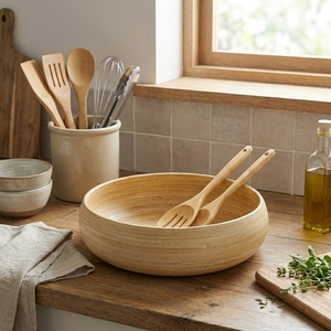 Ensemble de vaisselle en bambou écologique, bols faits à la main pour la maison, la cuisine, la restauration et les fêtes, personnalisable - Product Image 1