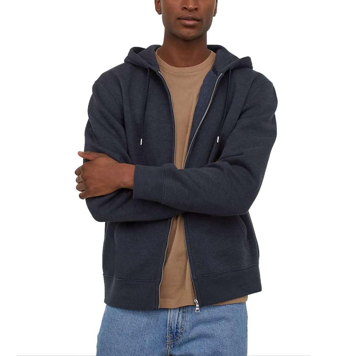 Latest Design Custom Wholesale Cheap Full Zipped Up Hoodie For Men's Unisex Boy's Pullover Oversized Plain Black Full Face Zip