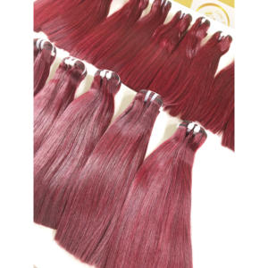 Gran descuento: Extensiones de cabello humano Remy súper doble de 30 pulgadas de largo, color burdeos, de fábrica vietnamita al por mayor. - Product Image 1