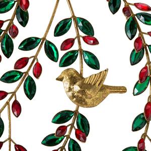 Guirlande de Noël élégante en cristal, ornement suspendu, oiseau en métal doré, guirlande de pierres précieuses rouges et vertes, décoration de Noël pour arbre, mur, fenêtre - Product Image 3