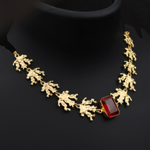 Collar Clásico Hecho a Mano con Baño de Oro de 18K para Mujer, con Colgante de Cuarzo Rojo Ovalado |   Joyería de Moda al por Mayor - Product Image 5