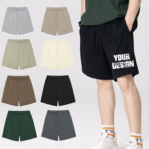 Pantalones Cortos Deportivos Casuales para Hombre, con Logotipo Personalizado, Lavado Ácido, de Algodón Transpirable, con Cordón Ajustable en la Cintura, Color Sólido - Product Image 3