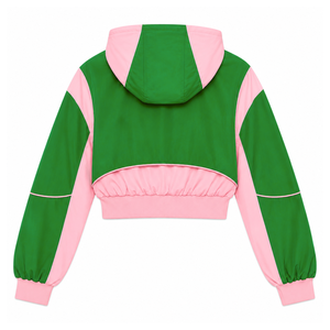 Alpha | Kapa | Alpha Nylon Windbreaker <b>Set</b> AKA Green And Pink Athletic Loose Fit Track Suit Women's Color-Block Joggers <b>Set</b> - Product Image 3