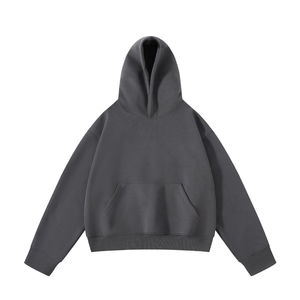 เสื้อฮู้ดดี้โอเวอร์ไซส์ผู้ชาย สีพื้น ผ้าฝ้ายเฟรนช์เทอร์รี่ สวมใส่สบายๆ สำหรับฤดูใบไม้ร่วง ทรงปกติ มีกระเป๋า - Product Image 1