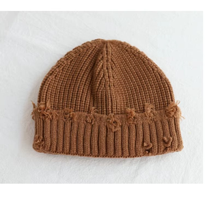 New Fashion Custom logo Short Design Blank <b>Plain</b> Knitted Distressed Hat Beanie Fisherman Beanie Hat Beanie <b>Cap</b> - Product Image 2