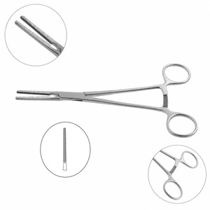 Pince à conduit COOLEY brevetée, tiges droites et angulaires, 1-1/4 po (3,2 cm) de diamètre, 6-1/4 po (15,9 cm) de longueur totale, cardiothoracique ZETOMEDPRO - Product Image 1