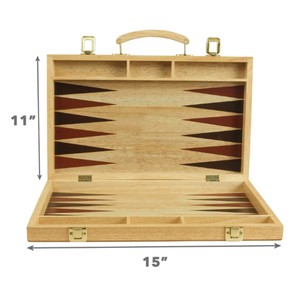 Portable 15 Inch Wood Backgammon Set <b>Folding</b> Wooden Board Game Case Traditional Family <b>Table</b> Game Vintage Backgammon Board Game - Product Image 1
