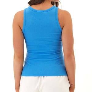 Women Blue Knitted Sleeveless Tank <b>Top</b> O Neck Casual Breathable Solid Color Style - Product Image 3