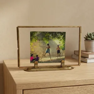 Artisan Design Brass/Glass Rectangle <b>Photo</b> <b>Frame</b> Horizontal Display Stand Desk Decor Tabletop Picture <b>Frame</b> - Product Image 5