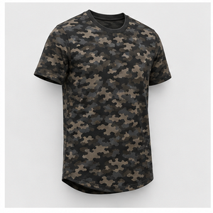 Custom <b>Charcoal</b> Khaki Compressed Rock Camouflage Print Mens Short Sleeve Crew Neck <b>T</b>-<b>Shirt</b> MTS-CAMO-0023 - Product Image 4