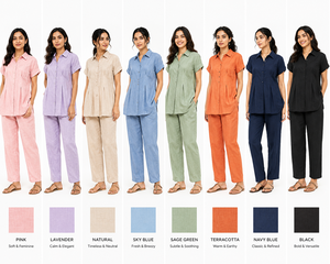 Ensemble de vêtements pour femmes de style bohème en lin, chemise à manches courtes décontractée et pantalon, ensemble 2 pièces, vêtements de détente écologiques et confortables - Product Image 2