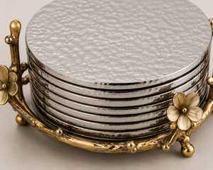 Luxury <b>Coaster</b> Set <b>Drink</b> <b>Coaster</b> Set Metal <b>Coaster</b> Set Hammered <b>Coaster</b> Set Stainless Steel <b>Coasters</b> Round <b>Drink</b> <b>Coasters</b> - Product Image 1