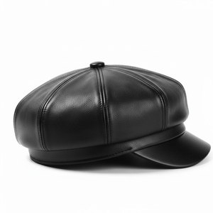 Gorra Gatsby de Cuero Negro al por Mayor, Sombrero Vintage para Conducir, Gorra Plana de Cuero PU Suave para Hombre y Mujer, Gorra Newsboy Casual de Moda Urbana - Product Image 3