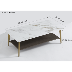 Rectangular Metal Frame Coffee Table for Living Room Open Space Center and <b>Side</b> Tables - Product Image 3