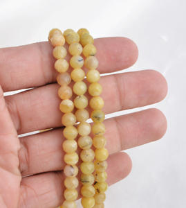Perles de boules facettées en opale jaune naturelle de 5 mm à 8 mm pour la création de bijoux fins, pierres précieuses - Product Image 4