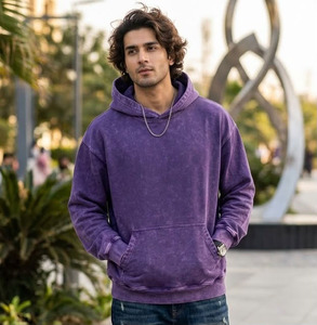 Sweat à capuche vintage pour homme, en tricot uni, lavé, surdimensionné, streetwear, logo personnalisé, 100% coton - Product Image 5