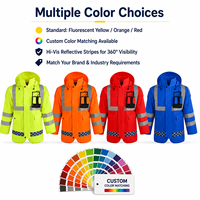 Jaket Keselamatan Anti Air Reflektif Bernapas Kelas ANSI 2 dengan Senter LED Terintegrasi Logo Kustom untuk Pekerjaan Konstruksi Jalan