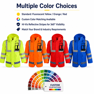Giacca di Sicurezza Traspirante Riflettente ANSI Classe 2 Impermeabile <span class=keywords><strong>con</strong></span> Torcia LED Integrata e Logo Personalizzato per Lavori di Costruzione Stradale - Product Image 1