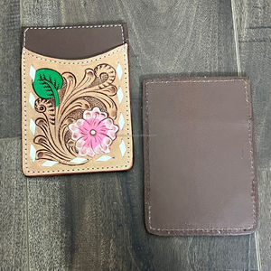 2025ใหม่ที่ใส่บัตรหนังวัวคุณภาพสูงอเนกประสงค์กระเป๋าสตางค์แบบบางดีไซน์ลายดอกไม้สีชมพู - Product Image 6