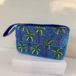 Sac à bandoulière perlé motif palmier tropical, sac à main brodé fait main, sac de plage, accessoire de mode pour les vacances - Product Image 2