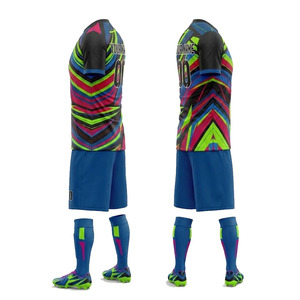 Conjunto de Camiseta de Fútbol para Hombre, Manga Corta, Estampado Geométrico Sublimado, Uniforme Deportivo de Secado Rápido, para Adultos, Todas las Temporadas, Azul, Verde, Rosa - Product Image 2
