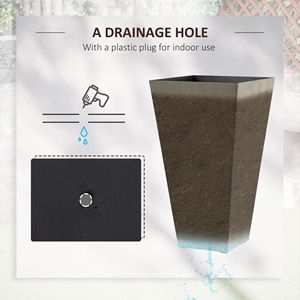 Set di 3 Vasi Alti con Foro di Drenaggio 71 cm Grigio, Fioriere per Interni ed Esterni per Portico, Patio, Terrazza - Per Uso Interno ed Esterno! - Product Image 6