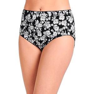 High-Waist Women's <b>Panties</b> Floral Print Cotton Spandex Breathable Knitted Everyday Underwear Standard Thickness Machine Washable - Product Image 2