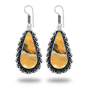 Top Grade Bumble <b>Bee</b> Jasper Dangle Earring Yellow Handmade Silver Polished Cabochon Cute <b>Gift</b> for Women At Best Price - Product Image 3