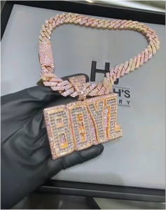 Cadena con Nombre Personalizada de Moissanita VVS, Estilo Hip Hop, con Diamantes Baguette, Colgante con Inicial en 3D, Plata de Ley 925, Unisex - Product Image 4