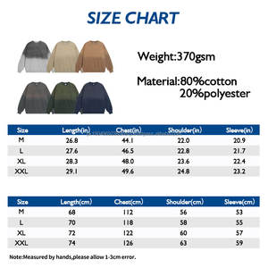 Sweat-shirts pour hommes avec logo personnalisé, 370 GSM, dégradé, lavage à l'acide, rétro, coton, polyester, molleton, col rond, pull-over décontracté pour hommes - Product Image 2