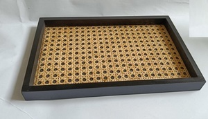 TIME 2 DECOR Hexagonal Wood Woven Decorative Tray with Handle Geometric Design Modern Single Piece for Diwali Dining Table - Product Image 3