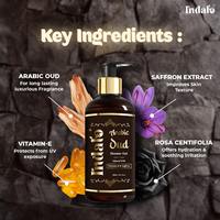 Gel douche Indalo 2024, Oud arabe de luxe, pour hommes et femmes, 300 ml, à base de plantes, enrichi en vitamine E, hydratant, antibactérien, parfum riche